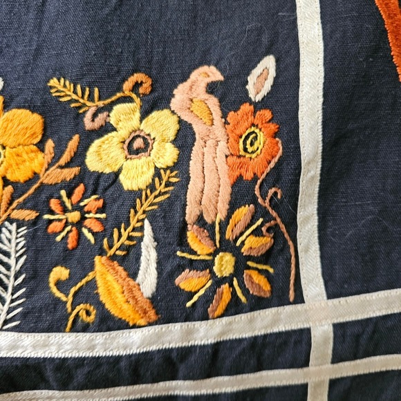 Vtg 70s Josefa Ibarra Black Floral Embroidered Midi S Dress Designer A-Line Boho - Picture 14 of 16